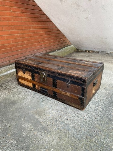 Antique london steamer trunk - antique,