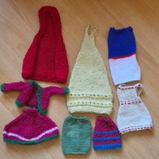 Vintage Hand Knitted Dolls Clothes Bundle 8 Items