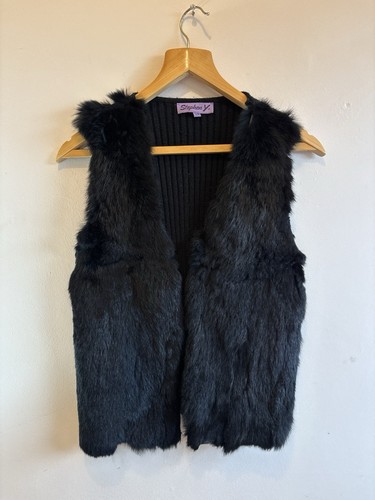 Stephen black rabbit fur - y,