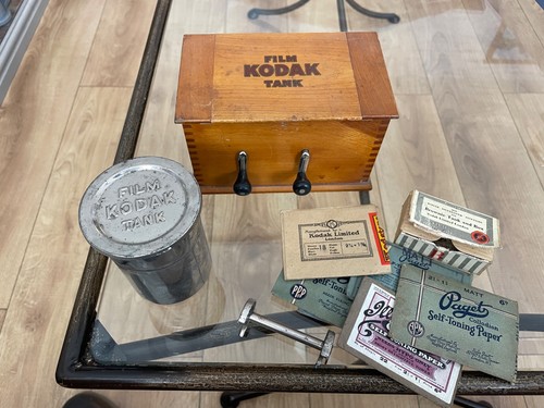 Vintage kodak film tank wooden - kodak,