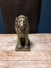 Stone Garden Lion Ornament Statue Sitting Bronzed Lion Indoor Outdoor 