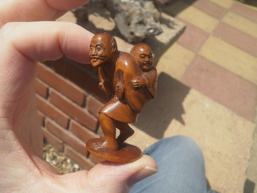 Hand carved wood netsuke - hand,
