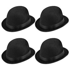 4 x Black Velour Bowler Hat