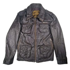 Superdry leather jacket - leather, mens
