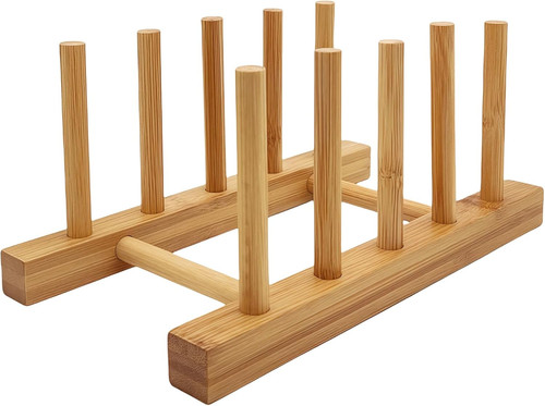 Bamboo wooden plate rack - bamboo,