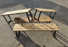 Rustic Table Bench Wood Seating Furniture Dining Kitchen  Bistro Metal 1m Long
