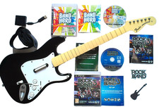 SONY PS3 FENDER STRATOCASTER ROCKBAND 3 WIRELESS GUITAR, RB3 GAME, DONGLE +STRAP