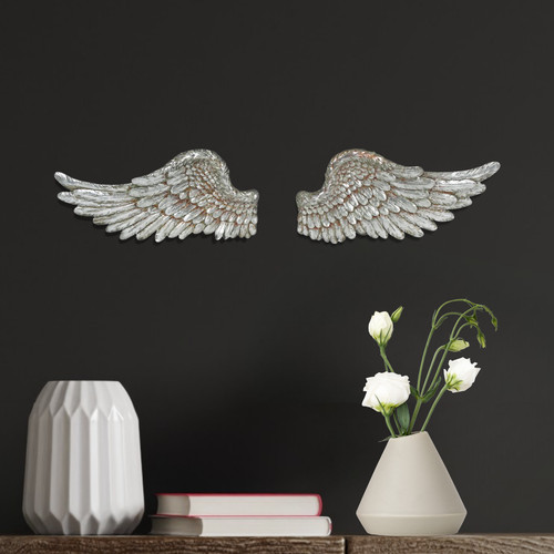 2pc silver angel - angel, wall