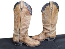Women VINTAGE COWBOY BOOTS 38.5, Antique Western Boots us 7.5, 70s Line Dancing
