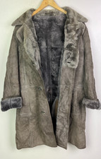 REAL SHEARLING SHEEPSKIN LEATHER COAT Size Medium Men`s Jacket Grey Vintage