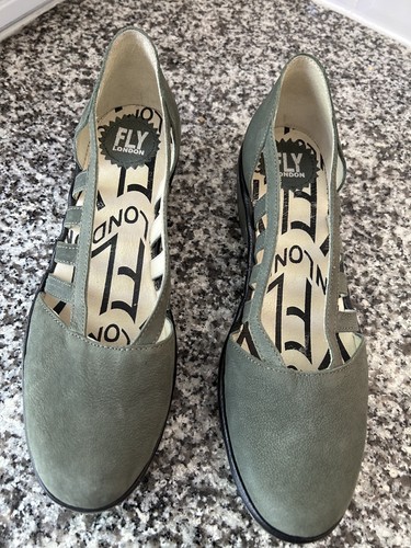 Fly london green leather shoes - green,