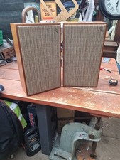 Vintage 1970s Leak Mini Sandwich Loudspeakers 15 Ohm Teak Cases Original Grilles