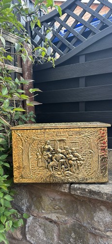 Brass coal box with - coal,