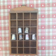 Vintage Wooden Thimble Display