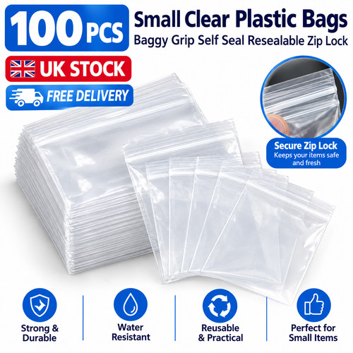 100x small clear plastic - 100x, bags