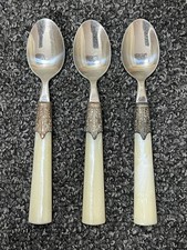 Gibson China Roseland 3 Pc. Teapoons Desert Spoons Pearlescent Lucite Flatware