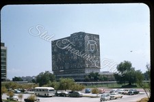 Mexico City Library Cars Bus 35mm Slide 1950s Red Border Kodachrome
