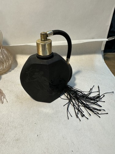 Vintage black glass perfume - vintage,