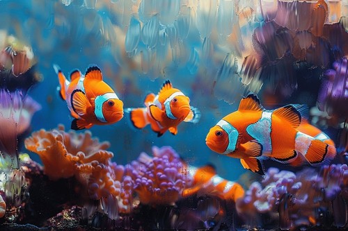 Coral clown fish canvas - clown,
