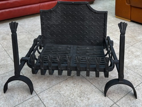 Vintage forged iron fire dogs - forged,