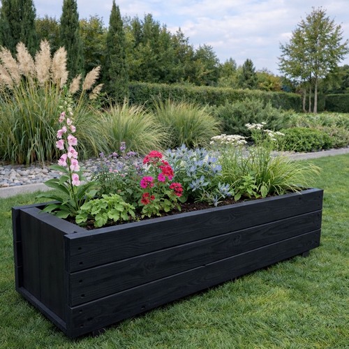 Wooden garden planter - wooden, trough
