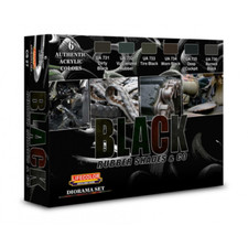 Shades of Black Rubber Colors Acrylic Set 6 22 ml Lifecolor Hobby Paint CS27