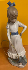 Nao by Lladro "My Dog Does Tricks" - Girl with Hoop and Puppy Figurine