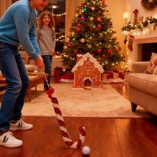 Gingerbread Golf Game Set Holiday Wooden Mini Golf with Candy Cane Club & Balls