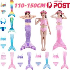 Children Mermaid Tail Swimsuit Set Costume Cosplay Girls Beach Bikini Swimming