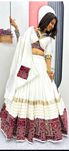Women white lengha lehenga - white,