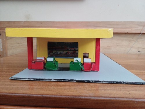 Vintage wooden toy car garage - wooden,