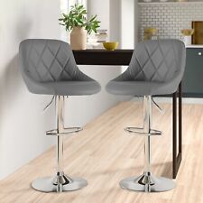 Neo Bar Stools 2X Faux Leather Madrid Chrome Gas Lift Swivel Kitchen Seats