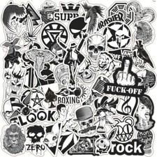 50 Rock Black White Stickers