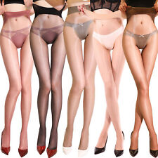 High Waist Seamless Deep Crotch Pantyhose Ultra Sheer Shiny Stockings Tights