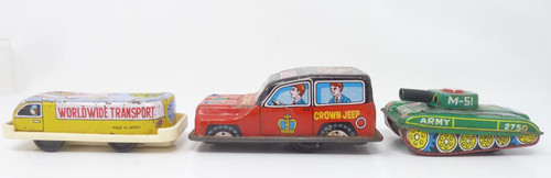 Tinplate friction cars tank - cars,