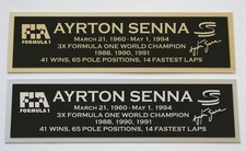 Ayrton Senna Formula one nameplate for signed photo or display case 