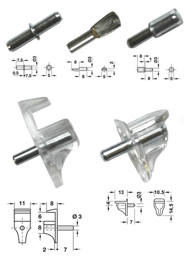 3mm shelf studs - 3mm, for