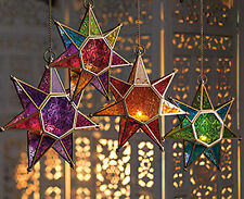Hanging star glass lantern tea