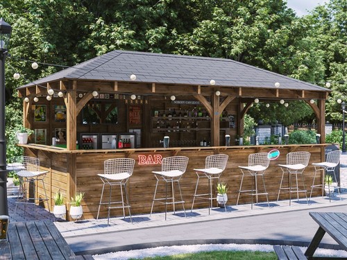 Wooden garden bar 6x3m - wooden, outdoor