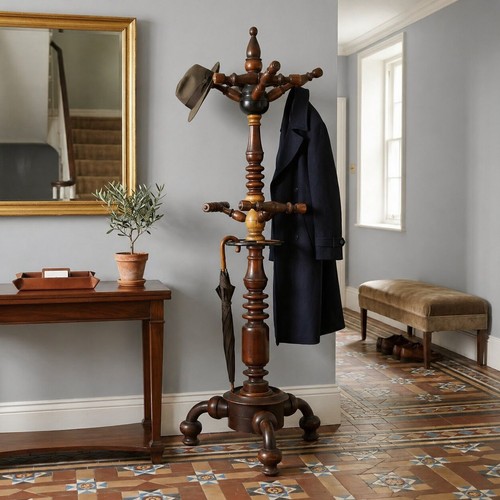 Antique coat stand - stand, elm