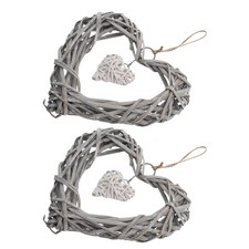 2pcs Double Heart Shape Rattan