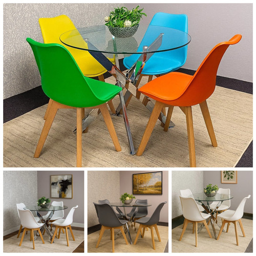 Round glass dining - glass,