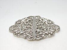 Sterling Silver Cherub & Floral Pattern Nurses Buckle Antique c1920 London
