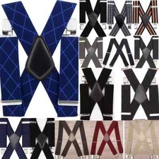 MENS 50MM WIDE XXL HEAVY DUTY X SHAPE BRACES ELASTIC SUSPENDERS TROUSER CLIPS UK