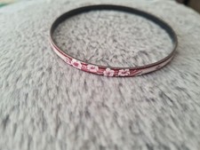 Michaela Frey Enamel Bangle Pink White Flower Signed