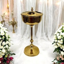 Gold Champagne Bucket Vintage Floor Standing Distressed Look Wine Cooler Ice