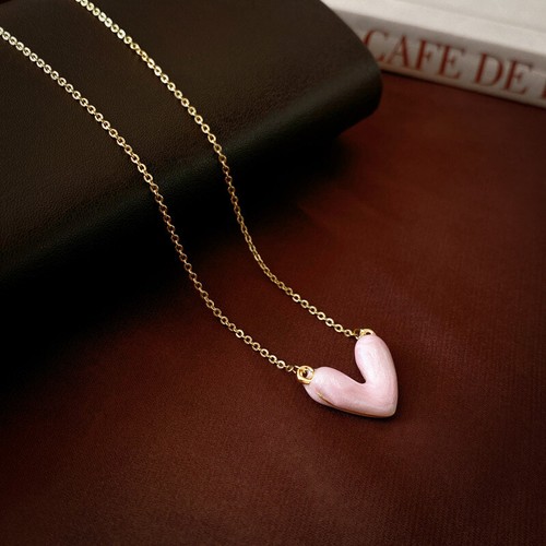 Enamel heart gold chain - heart,
