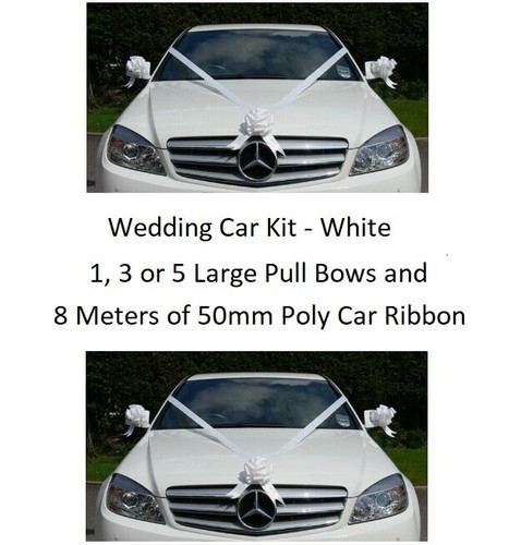 White wedding car decoration - white,