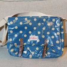 Cath Kidston Satchel Messenger Crossbody Bag Blue White Spotted Pattern Used 