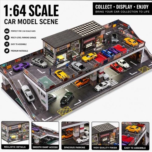 Diorama car garage - uk, 1/64